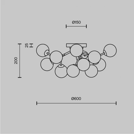 Потолочная люстра на штанге Maytoni Dallas MOD545CL-12BS (220V, шарики, молекулы)