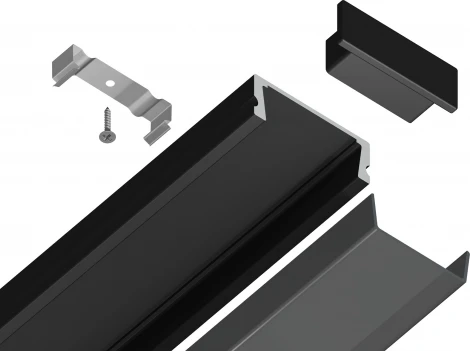 Алюминиевый профиль накладной для светодиодной ленты до 11мм Ambrella Illumination GP1700BK/BK