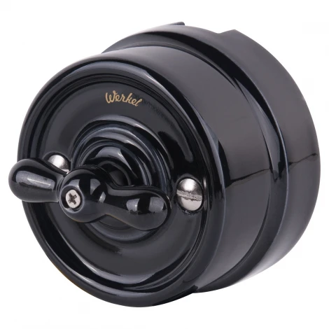 Переключатель / выключатель одноклавишный (черный) Ретро Werkel W5612008 (a051454)