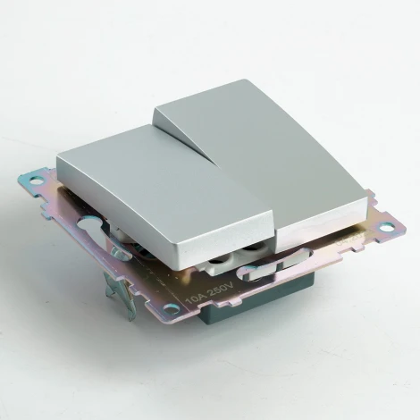 Переключатель двухклавишный (серебро) Stekker Катрин 49168