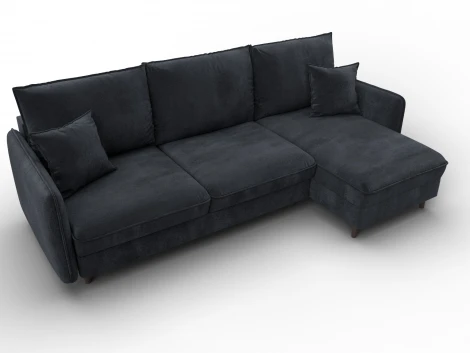 Диван угловой Лига-064 НПБ угол универсальный (ДСП/Дерево/Велюр/Темно-серый) Лига Диванов 129630