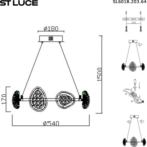 Подвесной светильник ST Luce Enigma SL6018.203.64 Черный/Золотистый LED 1*64W 4000K