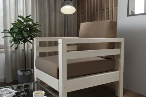 Кресло Arsko Домино беленый дуб велюр светло-коричневый