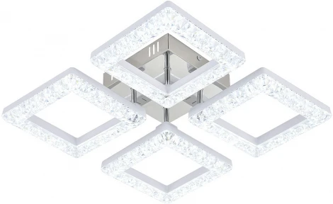 Потолочная люстра светодиодная Escada Aquarius 10287/4LED 62Вт, с ПДУ, металл/акрил, хром/белый/прозрачный (220V)