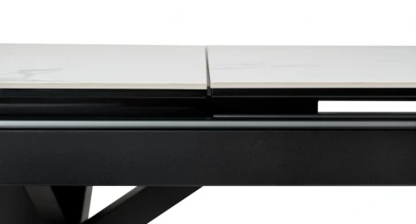 Обеденный стол M-City ROVIGO 170 HIGH GLOSS STATUARIO Белый мрамор глянцевый, керамика/ черный каркас