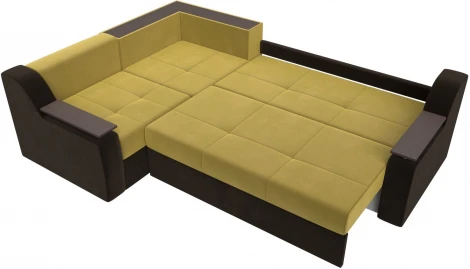 Диван угловой Кронос левый угол (Желтый,Коричневый/Микровельвет) Лига Диванов арт.114617L