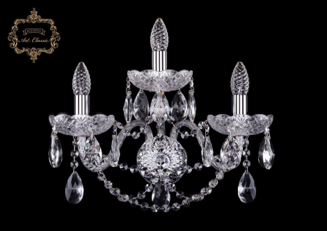 Бра Art Classic 10.11 10.11.2+1.165.XL.Cr.Sp (220V, хрусталь, подвески, подсвечник, свеча)