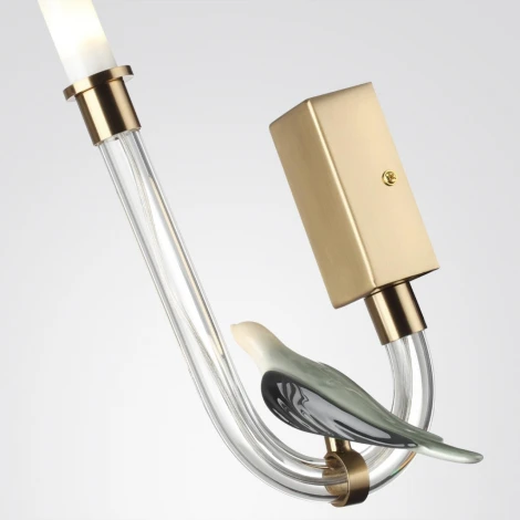 Бра Odeon Light Lark 5431/2WL золотой(под латунь)/белый градиент/беж./зеленый/ металл/стекло/керамика LED 2W 4000K (220V, птички)