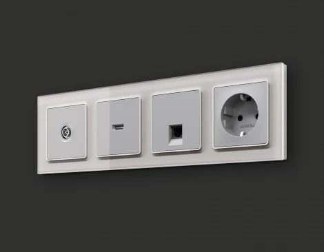 Комплект механизма ТВ-розетки оконечной экранированной встраиваемый (серебро глянец) Ambrella Volt QUANT MA413005