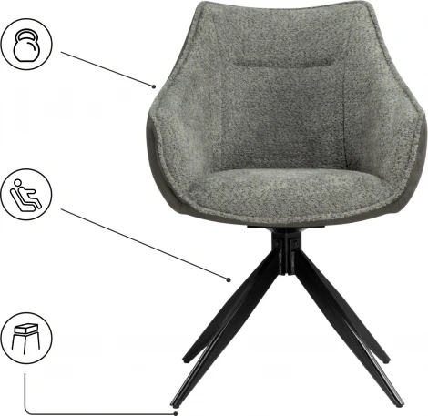 Стул на металлокаркасе Woodville Kansas gray / graphite gray / black арт.15834