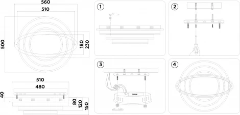 Потолочный светодиодный светильник с пультом Ambrella Acrylica Disk FA8524 (220V, умный дом - Smart Life, круглые)