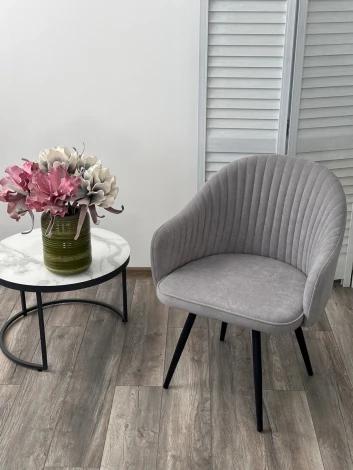 Стул AVIOR, 360 град. поворот. B22 Серый, велюр / черный каркас, М-City