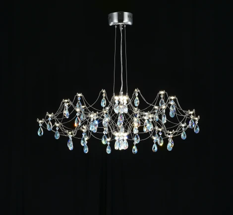 Подвесная люстра светодиодная с пультом и хрустальными подвесками K9 MyFar Ersilia MR2660-60P-50СD