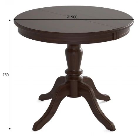 Стол обеденный Линне темный орех 90/130*90 Mebelik 009914