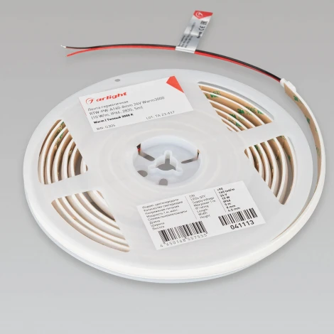 Светодиодная лента герметичная RTW-PW-A160-8mm 24V Warm3000 (10 W/m, IP66, 2835, 5m) (Arlight, Матовая) 041113