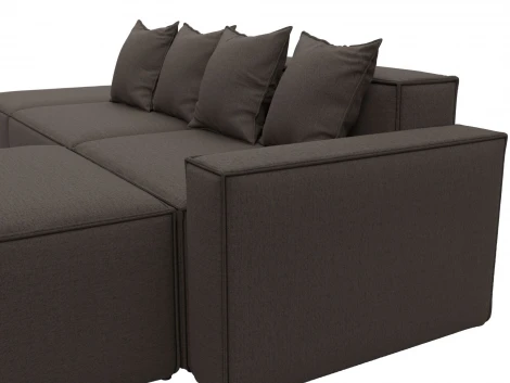 Диван угловой модульный Лига-063 угол правый (ДСП/Пластик/Рогожка/Коричневый) Лига Диванов 129784