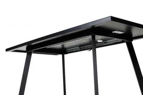 Стол ФИН 140 Черный, стекло/ Черный каркас