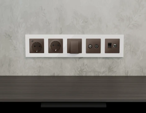 Лицевая панель для Ethernet RJ-45/телефонной RJ-11 и ТВ-розетки (темная бронза матовый) Ambrella Volt QUANT AP6425