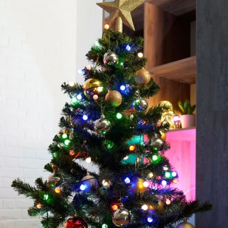 Светодиодная гирлянда Мультишарики 12м 230V мультиколор c питанием от сети черный шнур Feron CL585 51451