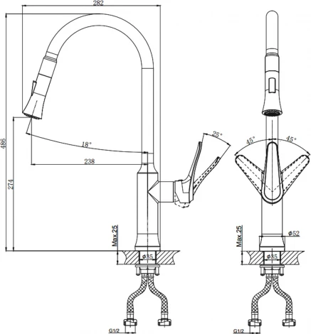Смеситель Rush Jawa JA0735-24 для кухонной мойки