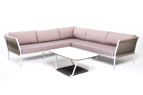 Модульная лаунж-зона из роупа (веревки), каркас из алюминия 4SIS Касабланка KAS-S5C1T1-5-SET