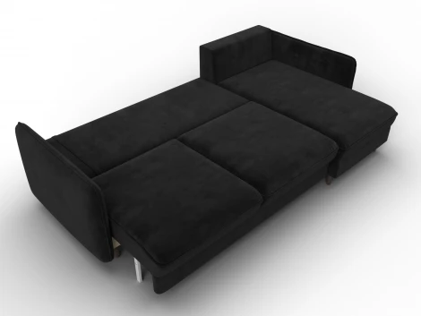 Диван угловой Лига-064 НПБ угол универсальный (ДСП/Дерево/Велюр/Черный) Лига Диванов 134774