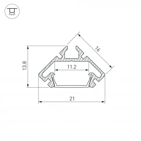 Профиль PDS45-LITE-2000 ANOD (Алюминий) 023862 Arlight