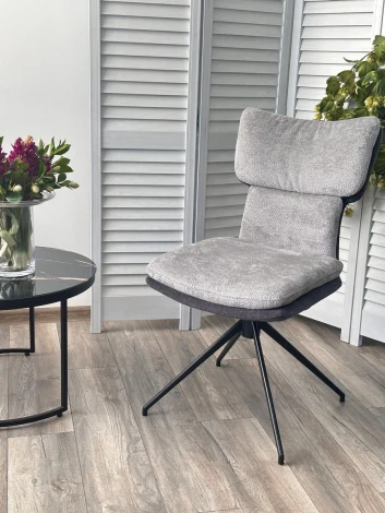 Стул M-City NEVIS 360 град поворот с возвратом TENDER WAY80 серый, шенилл/ ODIN18 тем-серый / Черн