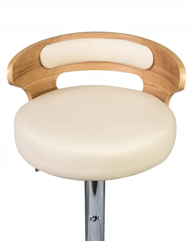 Стул барный DOBRIN FRED (натуральное дерево, кремовый) 1018-LMZ FRED, цвет сиденья кремовый, каркаса натуральное основания хром