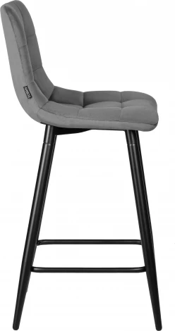 Стул полубарный DOBRIN OLIVIA (черные матовые ножки, темно-серый велюр (108-91))