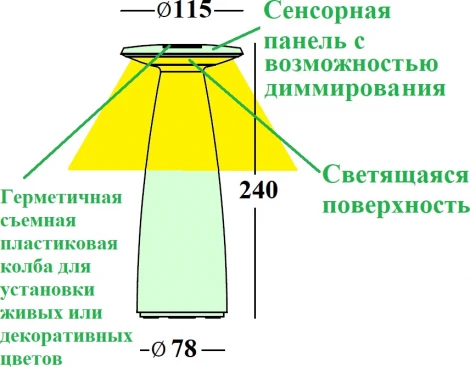 Интерьерная настольная лампа светодиодная с аккумулятором Ubiqua Flora 339104 (регулировка яркости, сенсорный выключатель, IP54)