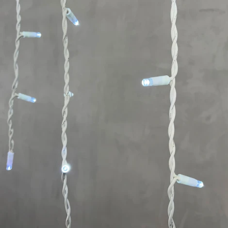 Гирлянда Бахрома 3,2 x 0,9 м белая с мерцанием белого диода 220В, 168 LED, провод белый каучук, IP65 Laitcom LL168BLW-8-2W