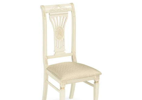 Обеденный стул Woodville Roy слоновая кость / золото патина