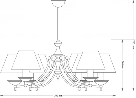 Потолочная люстра большая на штанге Kutek San Marino Lampshade SAN-ZW-8(P/A)CR (220V, хрусталь CR)