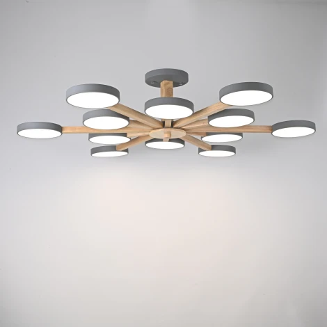 Потолочная люстра Wi-Fi на штанге Turna L12 Grey By ImperiumLoft Turna-B01 (LED, 220V, голосовое управление, умный дом - Алиса)