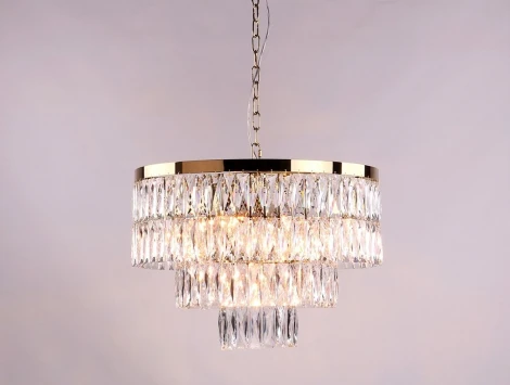 Подвесная люстра Newport 10120 10125+5/C gold (220V, хрусталь, на цепи, круглые)