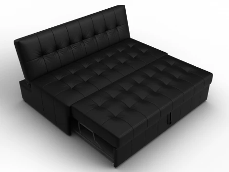 Диван прямой Лига-107 (160) (ЛДСП,Брус,Фанера,Экокожа/Черный) Лига Диванов 134934
