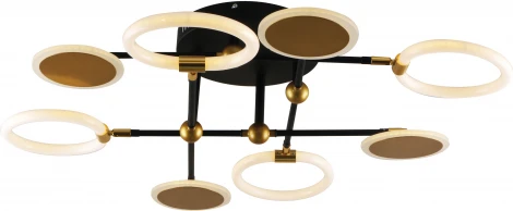 Люстра потолочная светодиодная на штанге Cassiopeia 10247/8 LED LED*63W Black/Gold (регулировка яркости, 220V, пульт управления, кольцо)