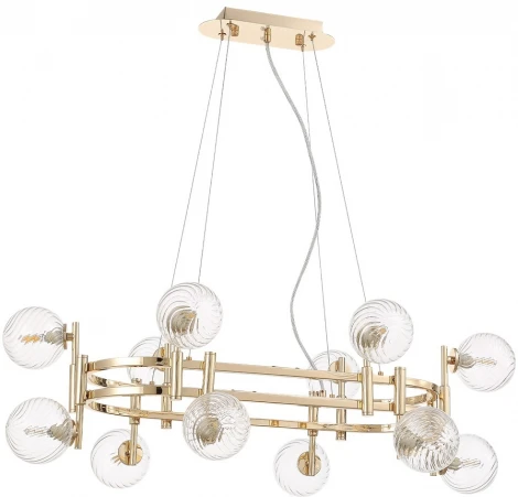 Подвесная люстра Crystal Lux LUXURY SP12L GOLD (220V, на тросе, шарики)