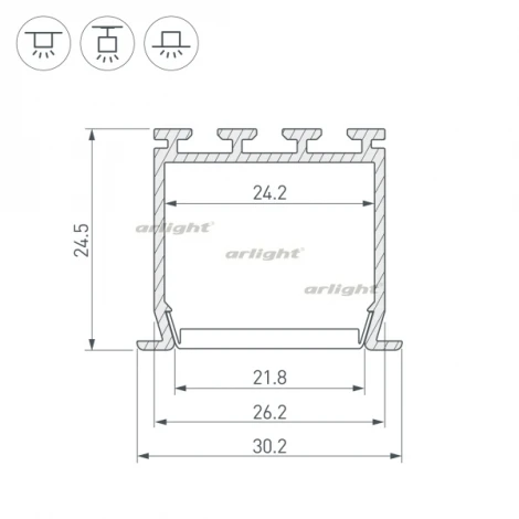 Профиль PLS-LOCK-H25-FS-2000 ANOD (Алюминий) 016446 Arlight