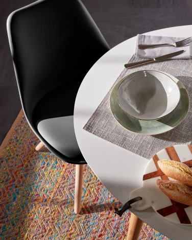 Обеденный стул La Forma (ex Julia Grup) Ralf (Черный/ Сталь,Бук,Полипропилен,Пена,Пластик)