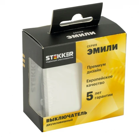 Выключатель двухклавишный (белый фарфор, soft touch) Stekker Эмили 49866