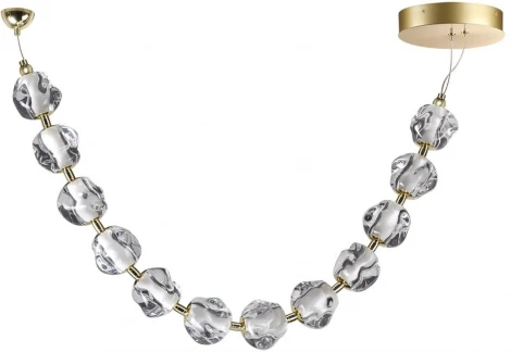Подвесной светильник "бусы" Odeon Light Jemstone 5085/48L золото/прозрачный/металл/акрил LED 48W 4000K 2400Лм (220V, на проводе, шарики, бусы)