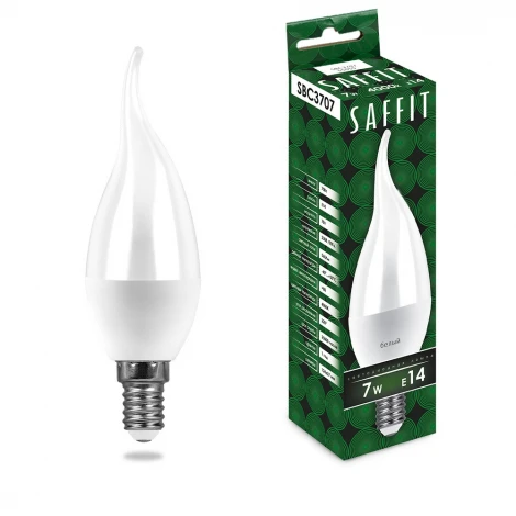 Лампа светодиодная Saffit SBC3707 55142 Свеча на ветру E14 7W 230V 6400K
