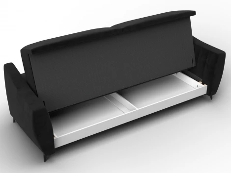 Диван-книжка Лига-095 НПБ (ДВП,ДСП,ЛДСП,Брус,Фанера,ЛДВП/Металл/Велюр/Черный) Лига Диванов 132536