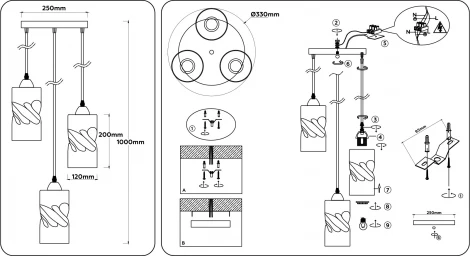 Подвесной светильник Ambrella Traditional TR3412 (220V, на проводе, круглые)