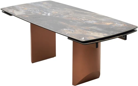 Стол M-City ПУАНТО 200 TITANIUM LAWA NERO, керамика / МЕДЬ каркас