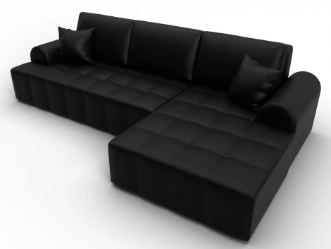 Диван угловой Лига-080 угол правый (ДСП/Пластик/Экокожа/Черный) Лига Диванов 134753