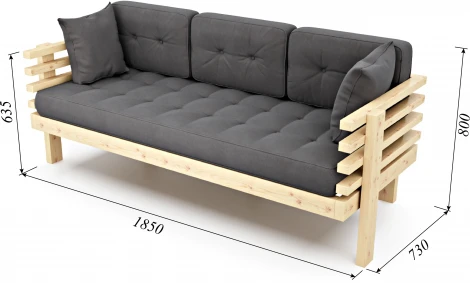 Диван Arsko Стоун сосна серый велюр