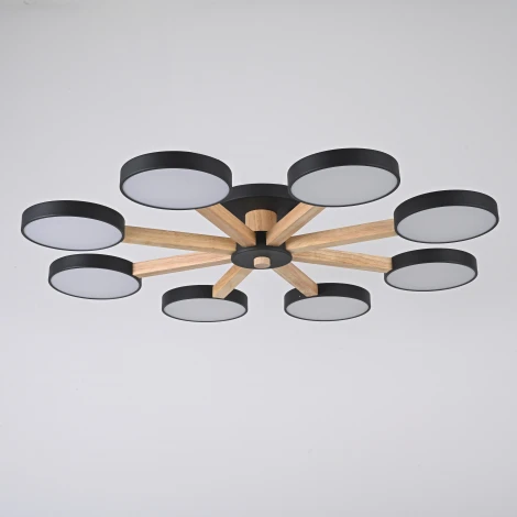 Потолочная люстра Wi-Fi на штанге Turna 8 Black By ImperiumLoft Turna01 (LED, 220V, голосовое управление, умный дом - Алиса)